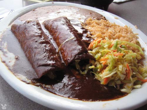 I had two mole enchiladas ($8.25): one with pollo asado and the other 